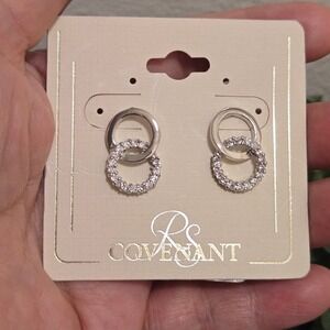 Vintage RS Covenant Earrings Interlocking Circle Cubic Zirconia 80s style retro